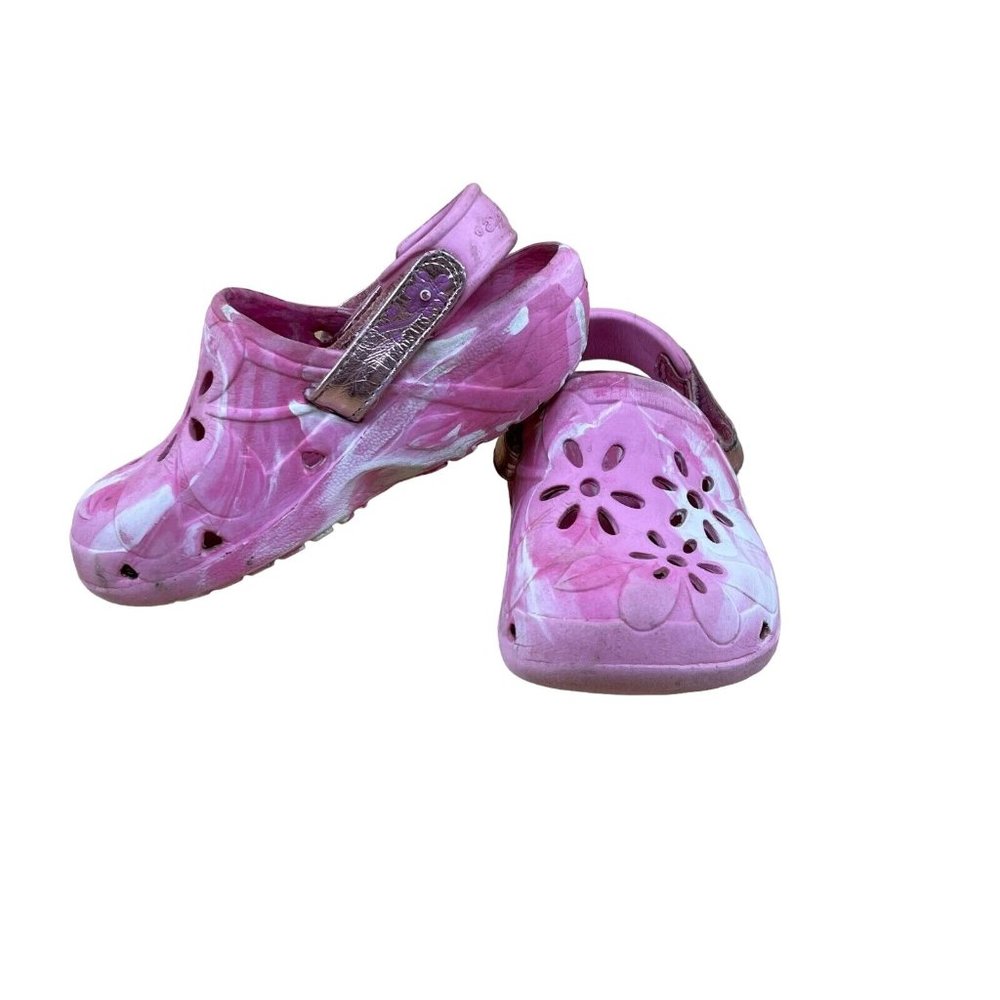Stride Rite Pink Flower Rubber Clogs Girl Toddler Size S (Toddler Size 1)